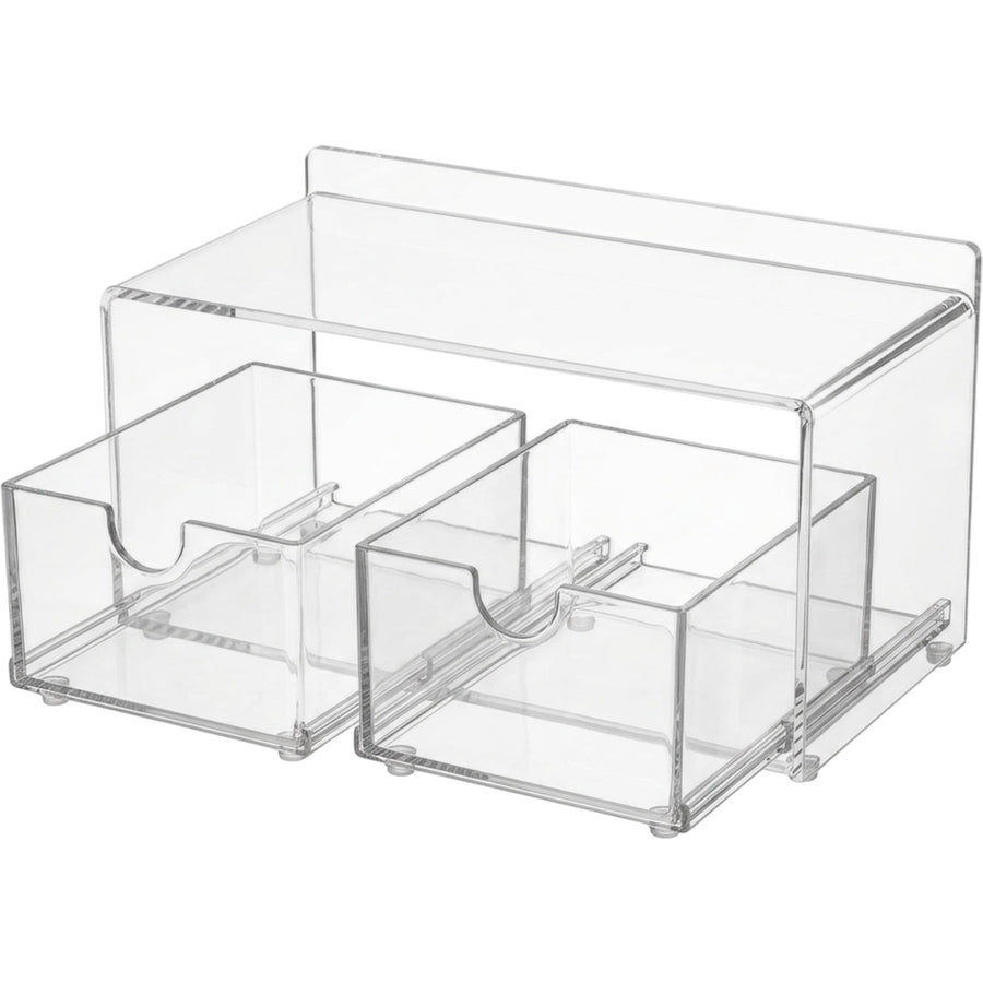 Boont Clear Acrylic Bridge Shelf Organizer with 2 Open Sliding Bins